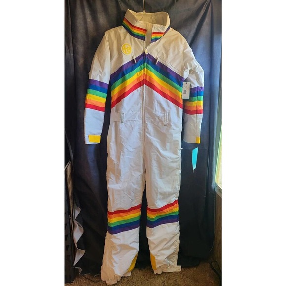 Tipsy Elves Jackets & Blazers - Tipsy ElvesWomen's Triple Rainbow Ski Suit Size Medium Retro Jumpsuit